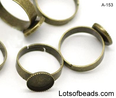 Bronze 14mm cabochon setting ring